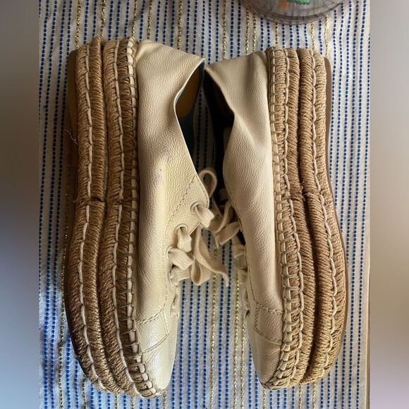 PRADA Espadrille Platform Sneakers in White Leather Sz 37 - Picture 8 of 11